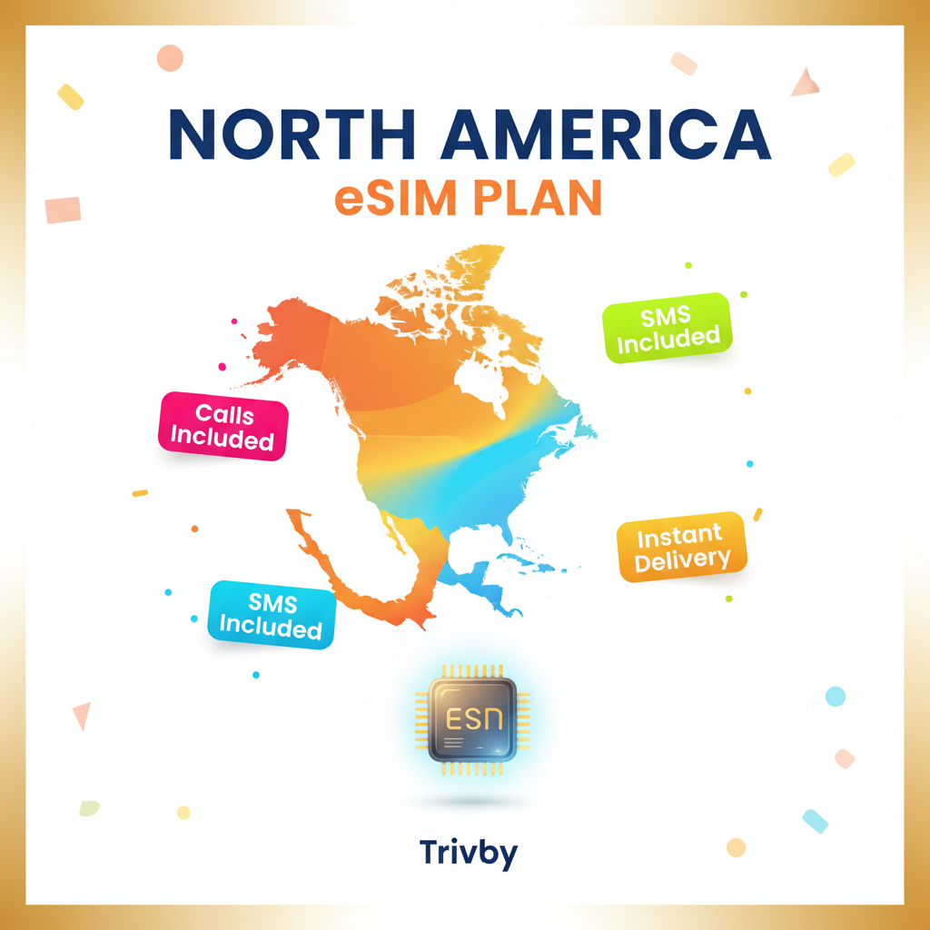 North America Unlimited eSIM | USA, Canada & Mexico | Calls + SMS Included